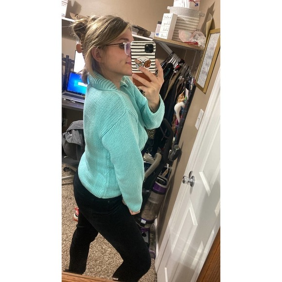 Vintage Pure Handknit Chunky Knit Button Front Crochet Sweater - Picture 12 of 14